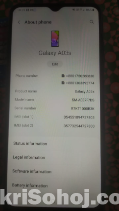 Samsung Galaxy A03s (4+64) for Sale